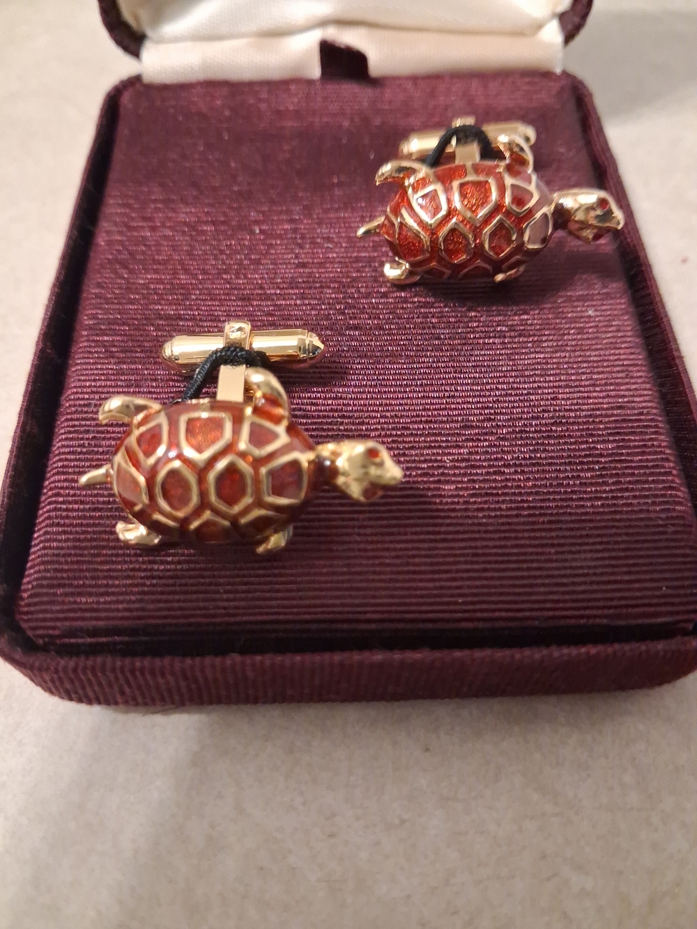 Nordstrom Gold and Red Turtle Cuff Links
